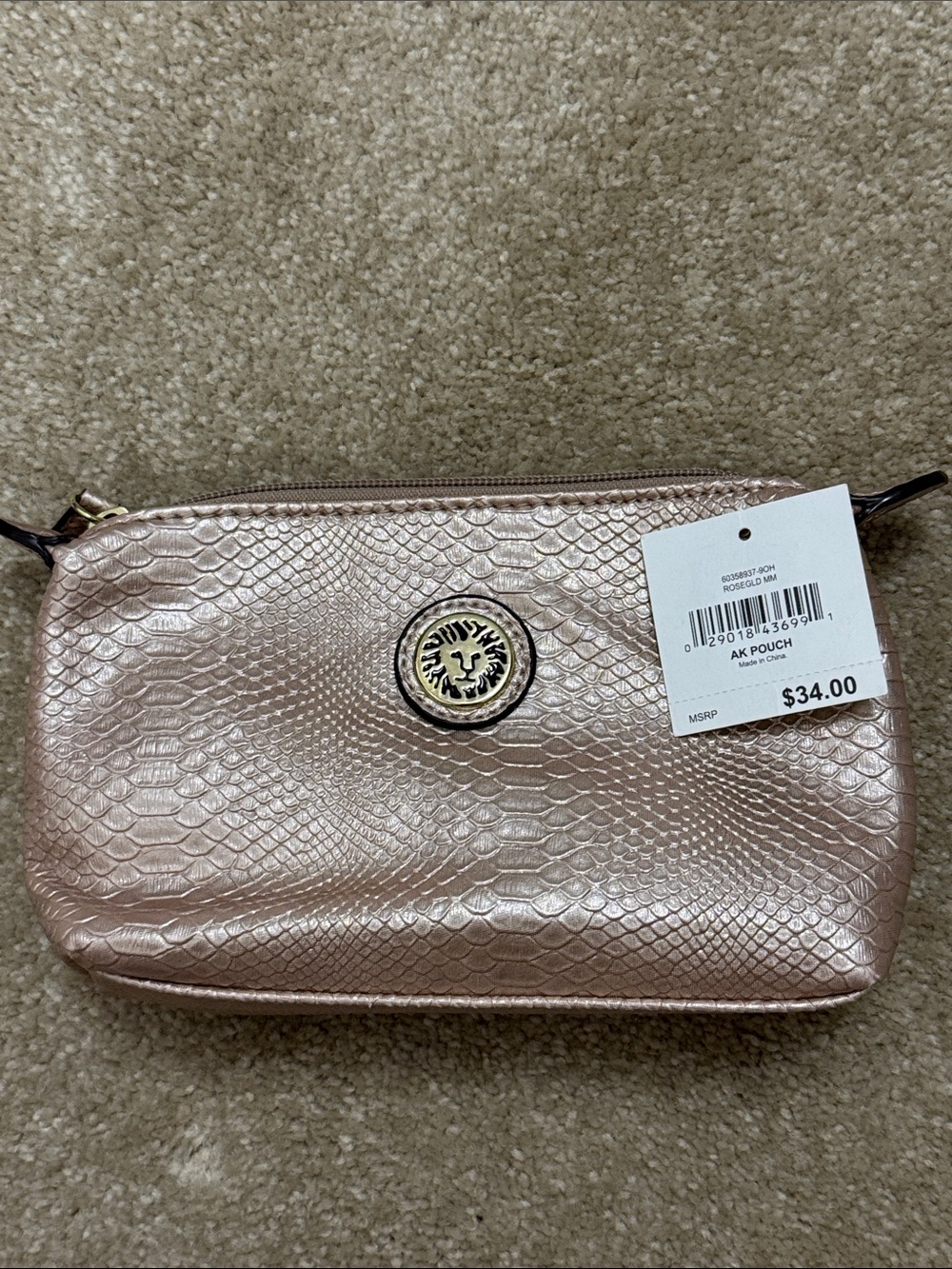 Gold Anne Klein Cosmetic Bag with Skincare Bundle 4 pcs., NEW